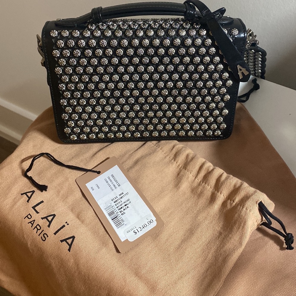 Alaia Black Crystal-Embellished Mini Top-Handle Bag - Picture 6 of 6